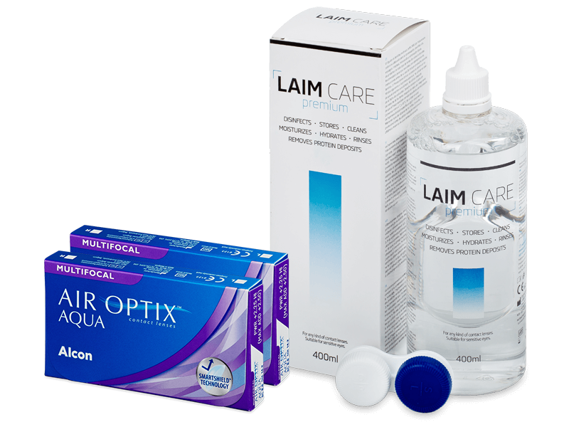 Air Optix Aqua Multifocal (2x 3 lenses) + Laim Care Solution 400 ml