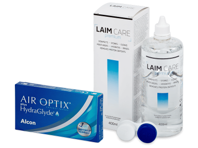 Air Optix plus HydraGlyde (6 lenses) + Laim Care Solution 400 ml