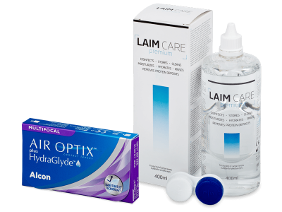Air Optix plus HydraGlyde Multifocal (3 lenses) + Laim Care Solution 400 ml