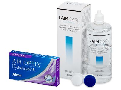 Air Optix plus HydraGlyde Multifocal (6 lenses) + Laim Care Solution 400 ml