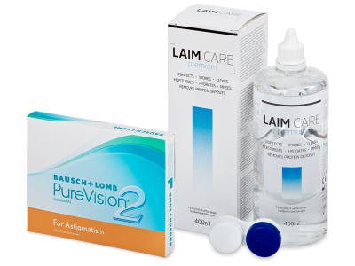 PureVision 2 for Astigmatism (3 lenses) + Laim Care Solution 400 ml