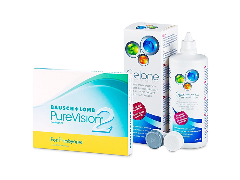 PureVision 2 for Presbyopia (3 lenses) + Gelone Solution 360 ml