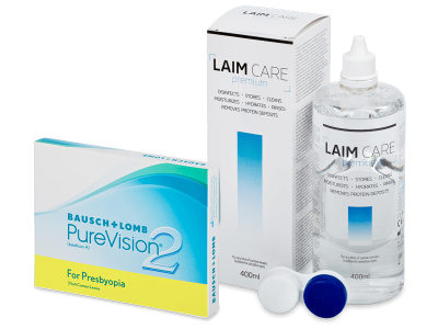PureVision 2 for Presbyopia (3 lenses) + Laim Care Solution 400 ml
