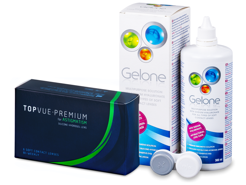 TopVue Premium for Astigmatism (6 lenses) + Gelone Solution 360 ml