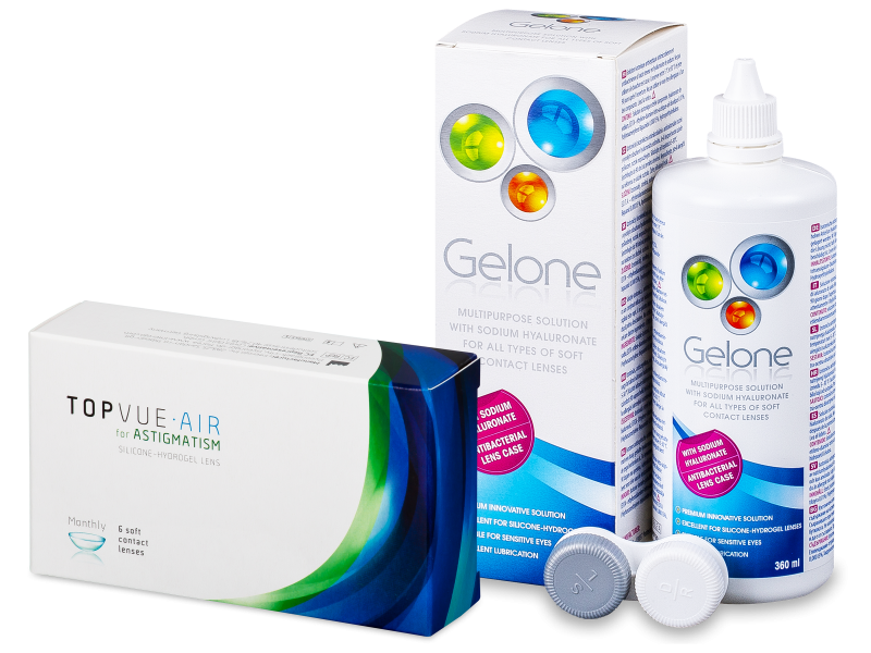 TopVue Air for Astigmatism (6 lenses) + Gelone Solution 360 ml