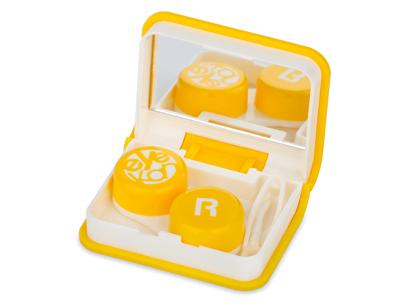 Lens Case with mirror Book - yellow 