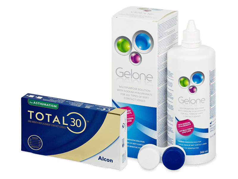 TOTAL30 for Astigmatism (3 lenses) + Gelone Solution 360 ml | Alensa UK